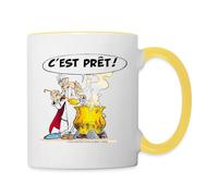 Spreadshirt Astérix & Obélix Panoramix Prépare Potion Magique Mug Bicolore, taille unique, blanc/jaune