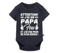 Spreadshirt Attention J'Ai Un Papa Fou Body Manches Courtes Bébé Bio