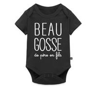 Spreadshirt Beau Gosse De Père En Fils Cadeau Fête des Pères Body Manches Courtes Bébé Bio, 86 (12-18 mois), noir