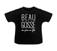 Spreadshirt Beau Gosse De Père en Fils Cadeau Fête des Pères T Shirt Bébé Bio, 6-12 Mois, Noir