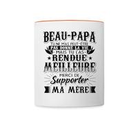 Spreadshirt Beau Papa Bonus Père Rendu La Vie Meilleure Merci Fête des Pères Mug Bicolore, taille unique, blanc/orange