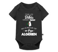 Spreadshirt Bébé Avec Papa Algérien - Cadeau Grossesse ou Naissance Drôle Algérie Body Manches Courtes Bébé Bio, 56 (0-2 mois), noir