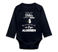 Spreadshirt Bébé Avec Papa Algérien - Cadeau Grossesse ou Naissance Drôle Algérie Body Manches Longues Bébé Bio, 80 (9-12 mois), bleu marine