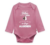 Spreadshirt Bébé Avec Papa Algérien - Cadeau Grossesse ou Naissance Drôle Algérie Body Manches Longues Bébé Bio, 68 (3-6 mois), mauve