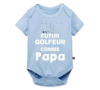 Spreadshirt Bébé Futur Golfeur Comme Papa Body Manches Courtes Bébé Bio, 74 (6-9 mois), bleu clair