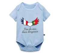 Spreadshirt Bi-Nationalités Fier de Mes Deux Drapeaux Cadeau Franco-Portugais Body Manches Courtes Bébé Bio