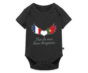 Spreadshirt Bi-Nationalités Fier de Mes Deux Drapeaux Cadeau Franco-Portugais Body Manches Courtes Bébé Bio, 68 (3-6 mois), noir