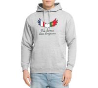 Spreadshirt Bi-Nationalités Fier de Mes Deux Drapeaux Cadeau Franco-Portugais Sweat À Capuche Unisexe, 4XL, Gris Clair chiné