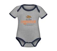 Spreadshirt Bientôt Chasseuse - Annonce Grossesse Pour Papa Chasseur Body Bébé bio contrasté manches courtes, 80 (9-12 mois), gris chiné/bleu marine