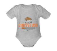 Spreadshirt Bientôt Chasseuse - Annonce Grossesse Pour Papa Chasseur Body Bébé Bio Manches Courtes, 80 (9-12 mois), gris chiné