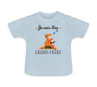 Spreadshirt Bientôt Grand Frère Renards Mignons Papillons T-Shirt Bio Bébé, 12-18 Mois, Bleu Clair