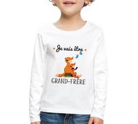 Spreadshirt Bientôt Grand Frère Renards Mignons Papillons T-Shirt Manches Longues Premium Enfant, 98/104 (2 Ans), Blanc