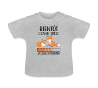 Spreadshirt Bientôt Grand Frère Renards Mignons T-Shirt Bio Bébé, 12-18 Mois, Gris chiné