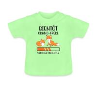 Spreadshirt Bientôt Grand Frère Renards Mignons T-Shirt Bio Bébé, 6-12 Mois, Vert Menthe