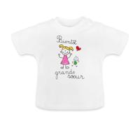 Spreadshirt Bientôt Grande Sœur Dessin T-Shirt Bio Bébé, 12-18 Mois, Blanc