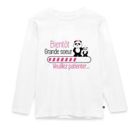 Spreadshirt Bientôt Grande Sœur Veuillez Patienter Cadeau Mignon Enceinte T-Shirt Manches Longues Premium Enfant, 98/104 (2 Ans), Blanc