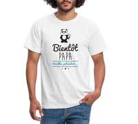 Spreadshirt Bientôt Papa Veuillez Patienter Panda T-Shirt Homme, M, Blanc