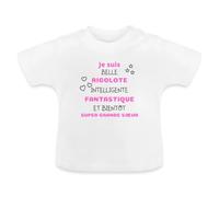 Spreadshirt Bientôt Super Grande Sœur Annonce Grossesse T Shirt Bébé Bio, 18-24 Mois, Blanc