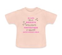 Spreadshirt Bientôt Super Grande Sœur Annonce Grossesse T-Shirt Bio Bébé, 12-18 Mois, Rose Cristal