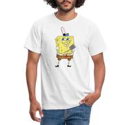 Spreadshirt Bob l'Éponge Spongebob Cuire des Burgers T-Shirt Homme, XXL, Blanc