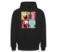 Spreadshirt Bob l'Éponge Spongebob Patrick Carlo Gary Sweat À Capuche Unisexe, L, Noir