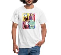 Spreadshirt Bob l'Éponge Spongebob Patrick Carlo Gary T Shirt Homme, M, Blanc