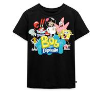 Spreadshirt Bob l'Éponge Spongebob Patrick Sandy Krabs Carlo T-Shirt Premium Enfant, 134/140 (8 Ans), Noir