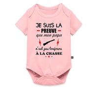 Spreadshirt Body Bébé Manches Courtes Humour Chasseur Je Suis La Preuve que mon Papa N'est Pas Toujours à la Chasse Cadeau Naissance Original Fête des Pères, 92 (1,5-2 ans), rose