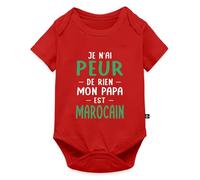 Spreadshirt Body Manches Courtes Bébé Bio Humour Peur de Rien Mon Papa est Marocain Cadeau Original Naissance Garçon Fille Fête des Pères Maroc, 86 (12-18 mois), rouge