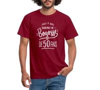 Spreadshirt Bogosse de 50 Ans | Idée Cadeau Anniversaire Humoristique T Shirt Homme, XXL, Rouge Brique