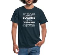 Spreadshirt Bogosse Et Gendarme Je Gère Cadeau Humoristique T Shirt Homme, L, Marine