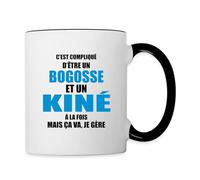 Spreadshirt Bogosse Et Kiné Humour Cadeau Kinésithérapeute Mug Bicolore, taille unique, blanc/noir
