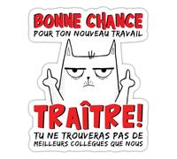 Spreadshirt Bonne Chance Pour Nouveau Travail Traître Autocollant Sticker, 10 x 10 cm, blanc mat