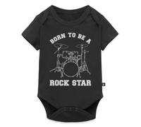 Spreadshirt Born To Be A Rock Star Body Manches Courtes Bébé Bio, 68 (3-6 mois), noir