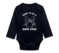 Spreadshirt Born To Be A Rock Star Body Manches Longues Bébé Bio, 68 (3-6 mois), bleu marine