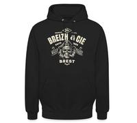 Spreadshirt Breizh CIE Brest France Bretagne Pirate Sweat À Capuche Unisexe, XL, Noir