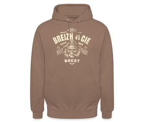 Spreadshirt Breizh CIE Brest France Bretagne Pirate Sweat À Capuche Unisexe, XXL, Moka