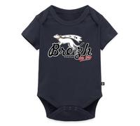Spreadshirt Breizh Ma Bro Cadeau Breton Humour Bretagne Body Manches Courtes Bébé Bio, 62 (2-3 mois), bleu marine