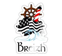 Spreadshirt Bretagne Breizh Marine Drapeau Cadeau Breton Océan Autocollant Sticker, 10 x 10 cm, blanc brillant