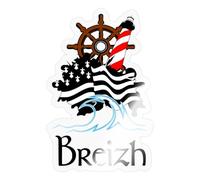 Spreadshirt Bretagne Breizh Marine Drapeau Cadeau Breton Océan Autocollant Sticker, 10 x 10 cm, brillant transparent