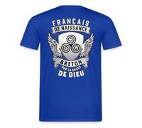 Spreadshirt Breton Grâce De Dieu T Shirt Homme, L, Bleu foncé
