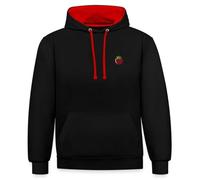 Spreadshirt Broderie Tomate Sweat À Capuche Contrasté Unisexe, L, Noir/Rouge