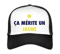 Spreadshirt Ca mérite Un Jaune Casquette Trucker, Taille Unique, Blanc/Noir