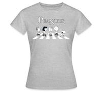 Spreadshirt Cacahuètes Snoopy Charlie Brown Sally Lucy Abbey Road T Shirt Femme, S, Gris chiné