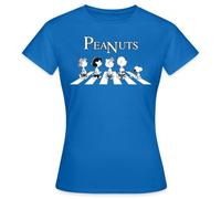 Spreadshirt Cacahuètes Snoopy Charlie Brown Sally Lucy Abbey Road T Shirt Femme, XL, Bleu Royal