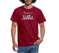 Spreadshirt Cacahuètes Snoopy Charlie Brown Sally Lucy Abbey Road T-Shirt Homme, L, Rouge Brique