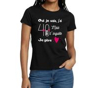 Spreadshirt Cadeau Anniversaire 40 Ans Humour Je Gère T Shirt Femme, S, Noir