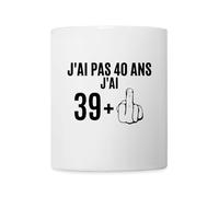 Spreadshirt Cadeau Anniversaire Pas 40 Ans Mais 39+ Humoristique Mug Blanc, taille unique, blanc