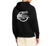 Spreadshirt Cadeau Breton Bretagne Breizh Drapeau Gwenn Ha du Veste À Capuche Homme Premium, L, Noir