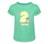Spreadshirt Cadeau d'anniversaire Personnalisable Licorne avec Nom Et Âge Souhaités Je suis Déjà 1 2 3 4 5 6 7 8 9 Ans T Shirt Fille À Fronces, 6 Ans, Vert Menthe